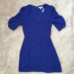 Honey Punch Purple V Neck Mini Dress Puffy Sleeves Size XS